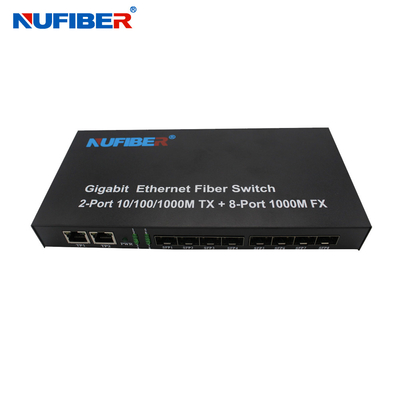 10/100/1000M Konverter mit 8 Port-Faser-Optik-Ethernet-Schalter-Medien Hafen SFP+2 Rj45